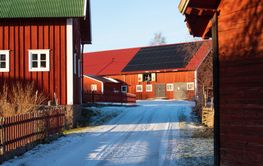 Village alley in Sweden in winter