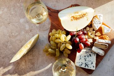 Juicy melon, fragrant grapes, sliced cheese and nuts....