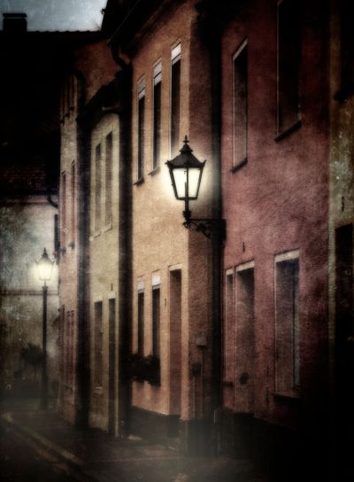 Gata in den gamla staden Luckau, Tyskland