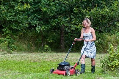 Mowing grass