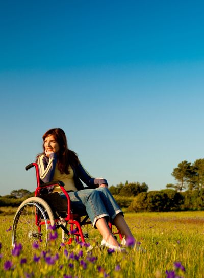 Handicapped woman on wheelchair