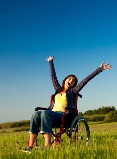 Handicapped woman on wheelchair