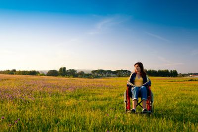 Handicapped woman on wheelchair