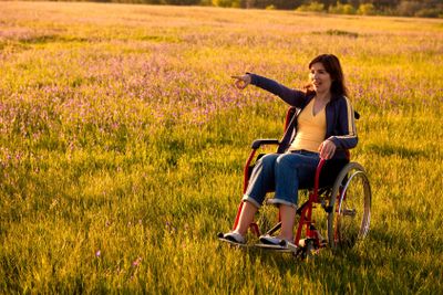 Handicapped woman on wheelchair