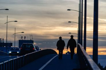 City street panorama in Novi Sad, Serbia.